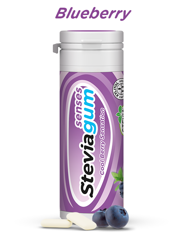 steviagum chewing gum with stevia blueberry taste chicle de steviagum con sabor a arándanos de stevia lemon pharma