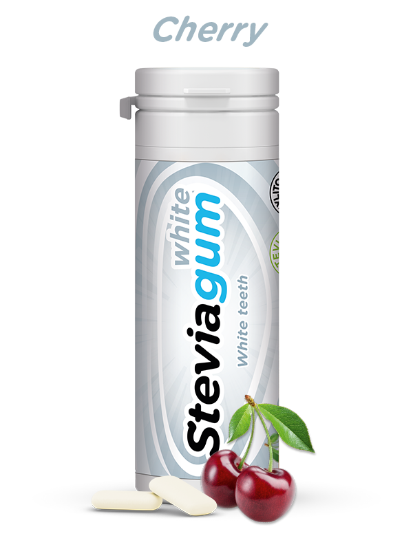 steviagum white chewing gum for white teeth cherry taste lemon pharma